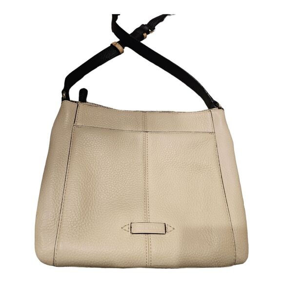 COLE HAAN Tri-Color Crossbody ~ Tan Cream Black - Picture 2 of 11